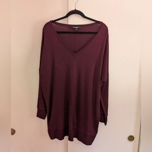 Lulus Burgundy Estes V-Neck Sweater Dress Size Medium With Stretch Super Soft